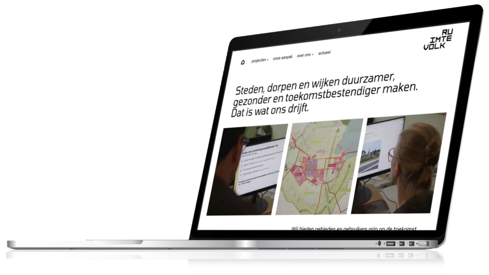 Impressie van homepage Ruimtevolk op een scherm.